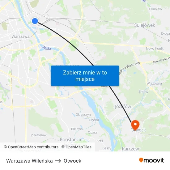 Warszawa Wileńska to Otwock map