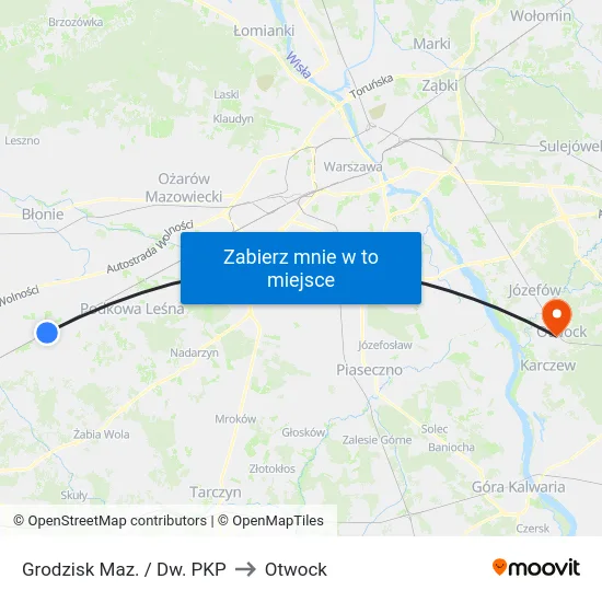 Grodzisk Maz. / Dw. PKP to Otwock map