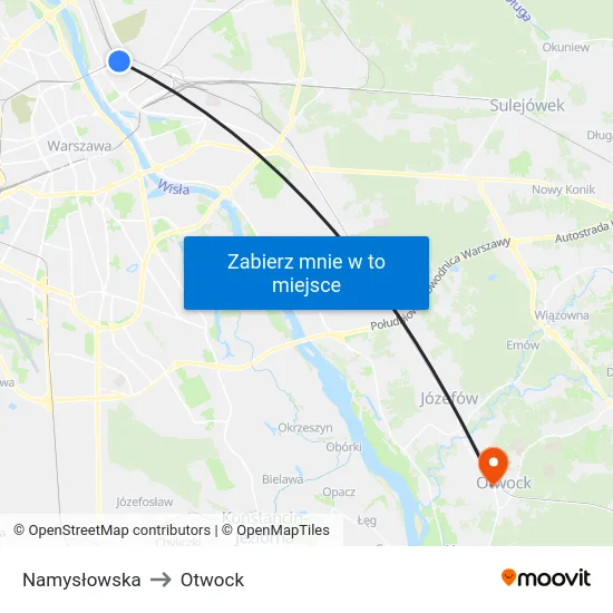 Namysłowska to Otwock map