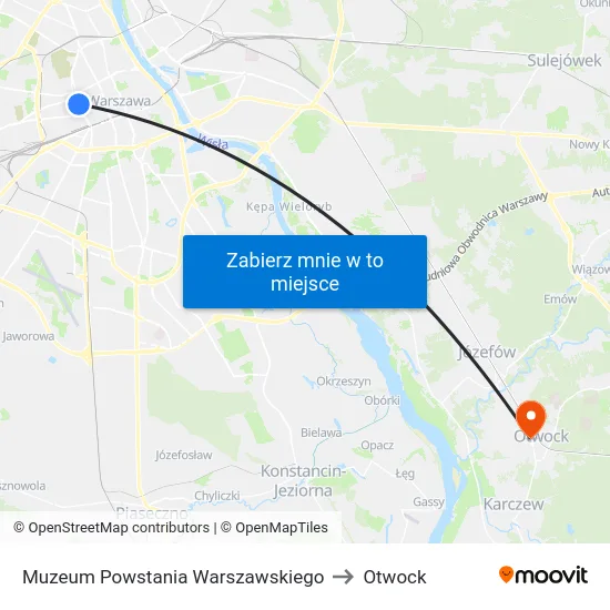 Muzeum Powstania Warszawskiego to Otwock map