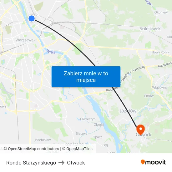 Rondo Starzyńskiego to Otwock map