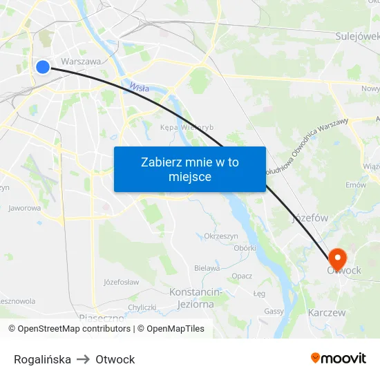 Rogalińska to Otwock map