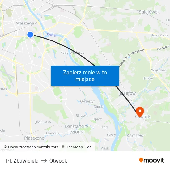 Pl. Zbawiciela to Otwock map