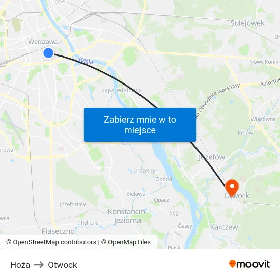 Hoża to Otwock map