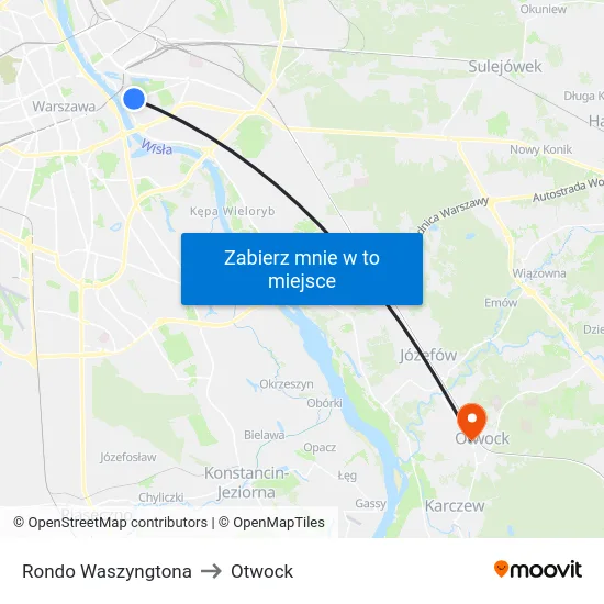 Rondo Waszyngtona to Otwock map