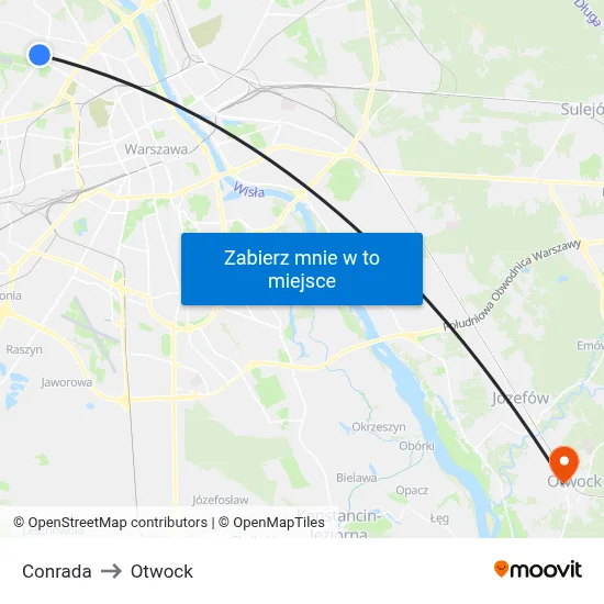 Conrada to Otwock map