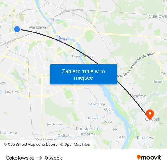 Sokołowska to Otwock map
