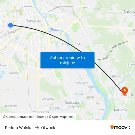 Reduta Wolska to Otwock map