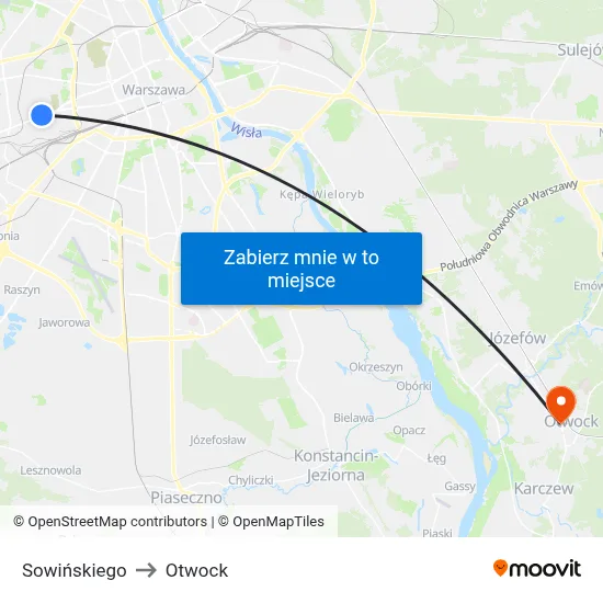 Sowińskiego to Otwock map