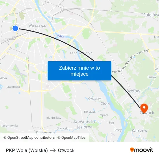 PKP Wola (Wolska) to Otwock map