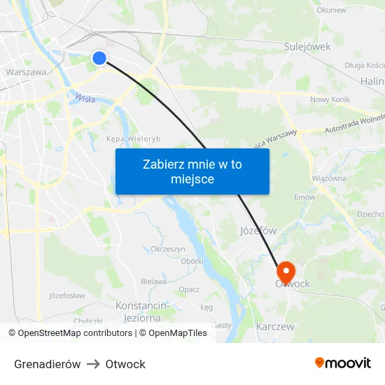Grenadierów to Otwock map
