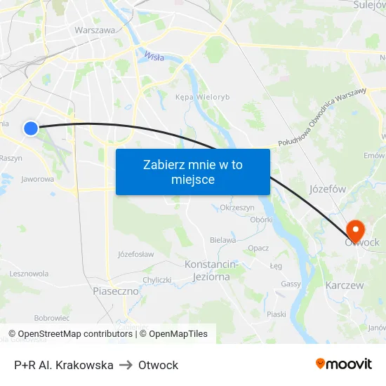P+R Al. Krakowska to Otwock map