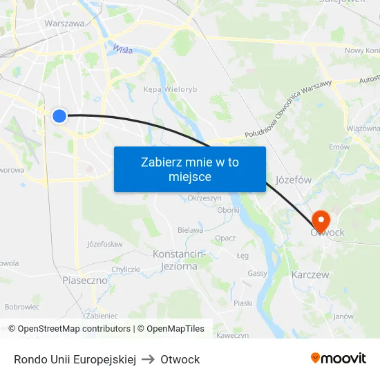 Rondo Unii Europejskiej to Otwock map