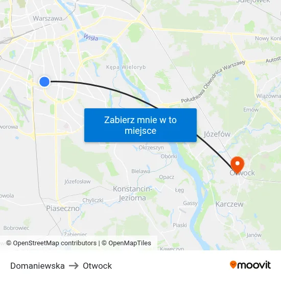 Domaniewska to Otwock map
