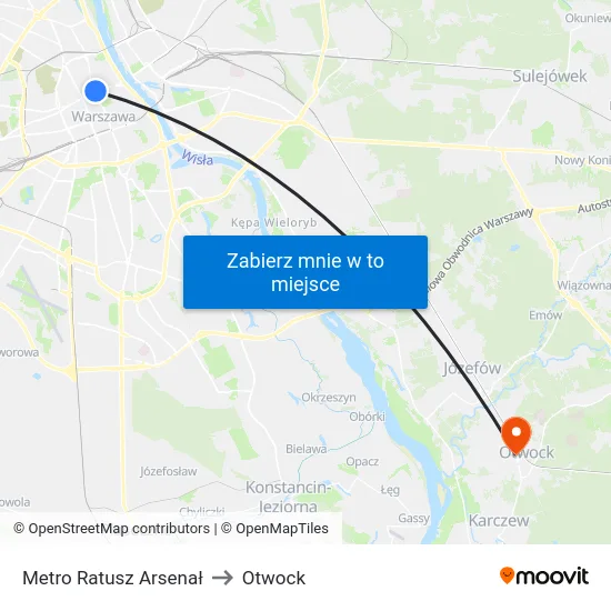 Metro Ratusz Arsenał to Otwock map