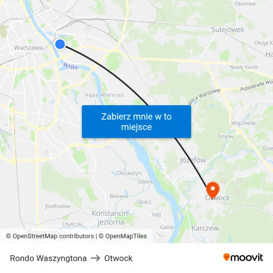 Rondo Waszyngtona to Otwock map
