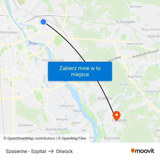 Szaserów - Szpital to Otwock map