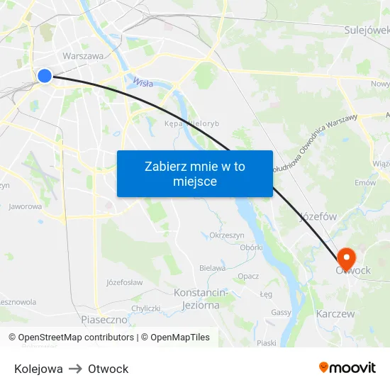 Kolejowa to Otwock map