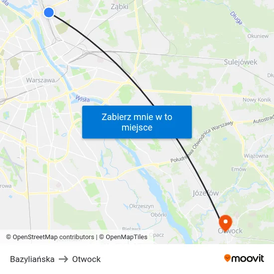 Bazyliańska to Otwock map