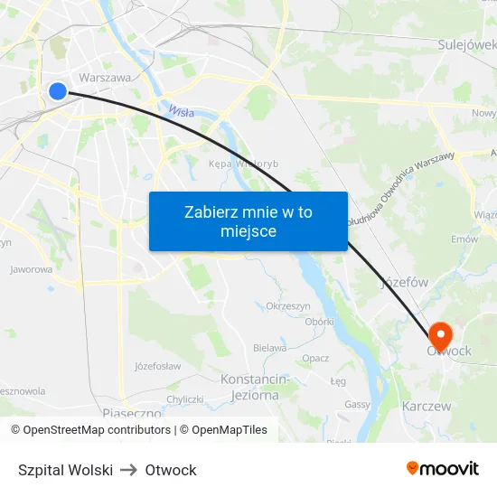 Szpital Wolski to Otwock map