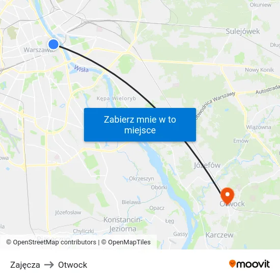 Zajęcza to Otwock map