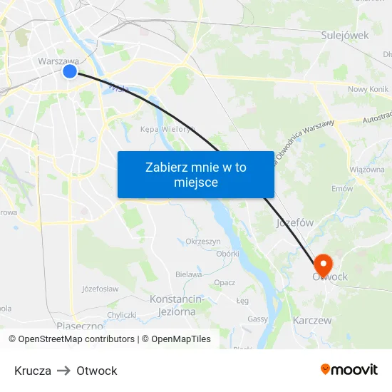 Krucza to Otwock map
