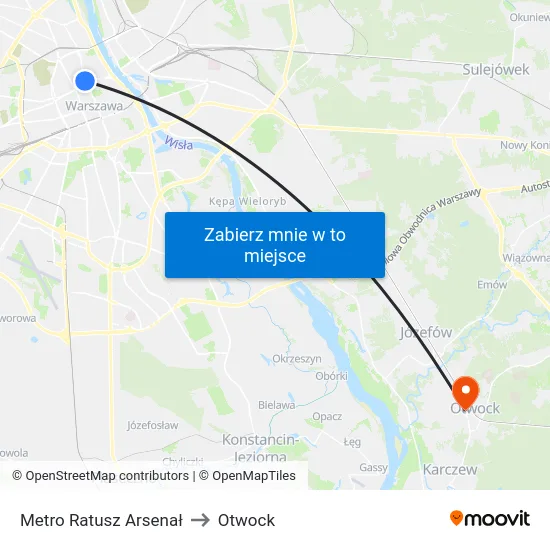 Metro Ratusz Arsenał to Otwock map