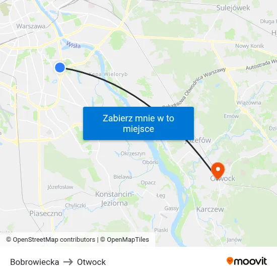 Bobrowiecka to Otwock map