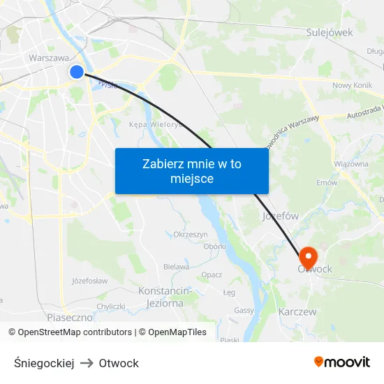 Śniegockiej to Otwock map