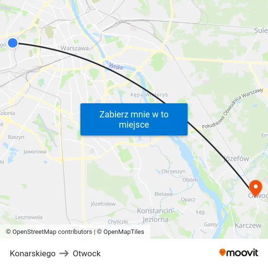 Konarskiego to Otwock map
