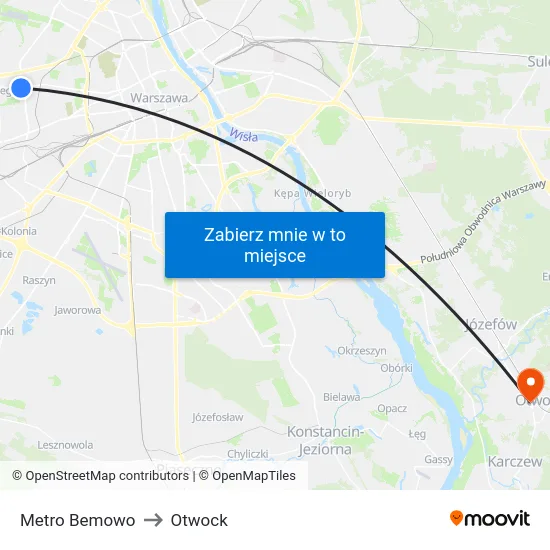 Metro Bemowo to Otwock map