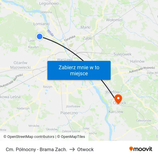 Cm. Północny - Brama Zach. to Otwock map