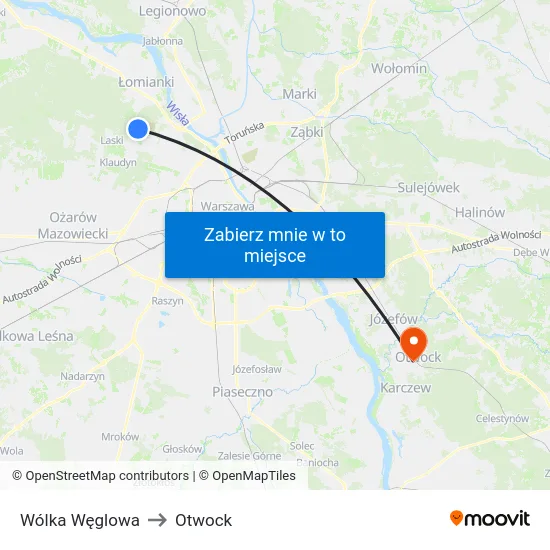 Wólka Węglowa to Otwock map