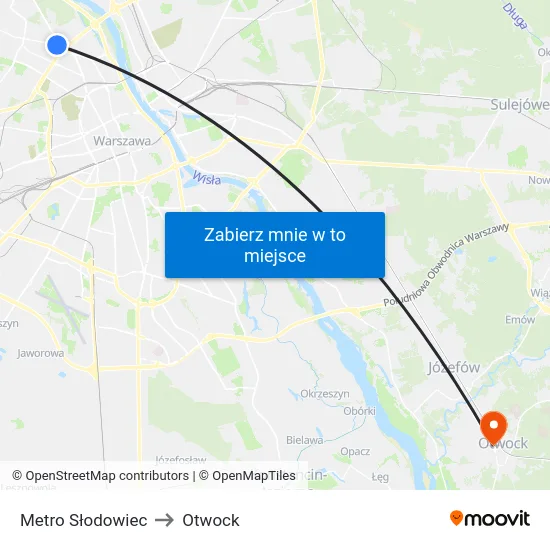 Metro Słodowiec to Otwock map