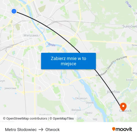 Metro Słodowiec to Otwock map