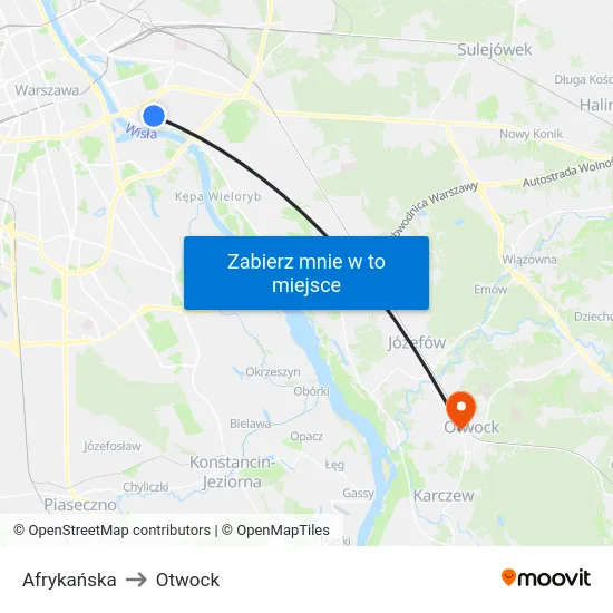 Afrykańska to Otwock map
