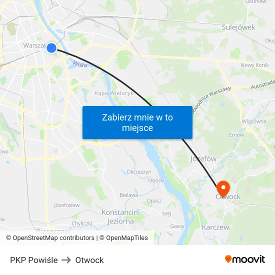 PKP Powiśle to Otwock map