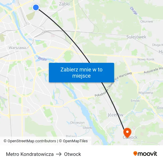 Metro Kondratowicza to Otwock map
