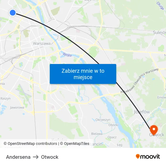 Andersena to Otwock map