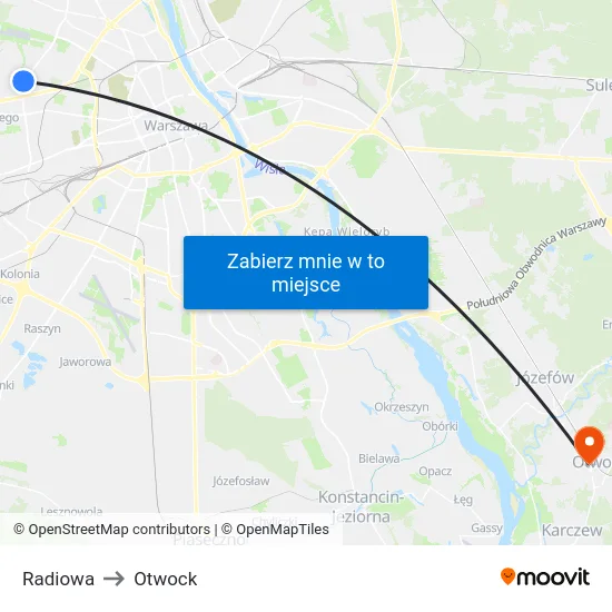 Radiowa to Otwock map