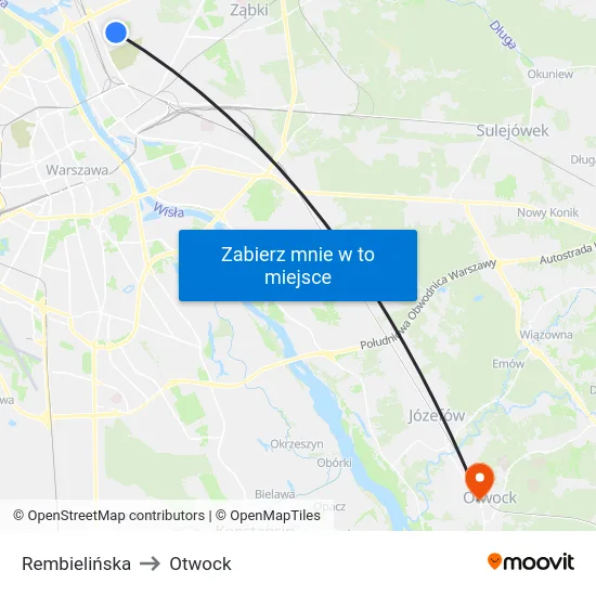 Rembielińska to Otwock map