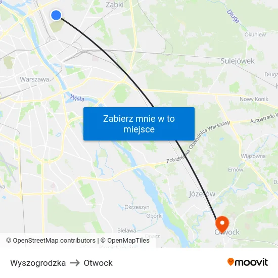Wyszogrodzka to Otwock map