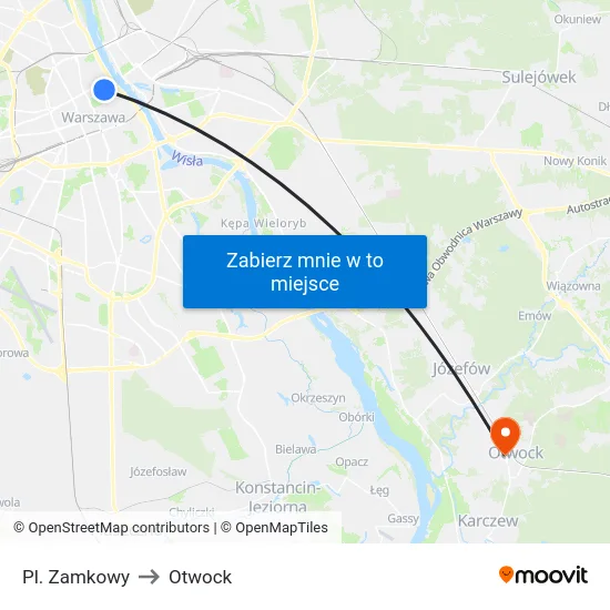 Pl. Zamkowy to Otwock map
