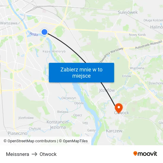 Meissnera to Otwock map