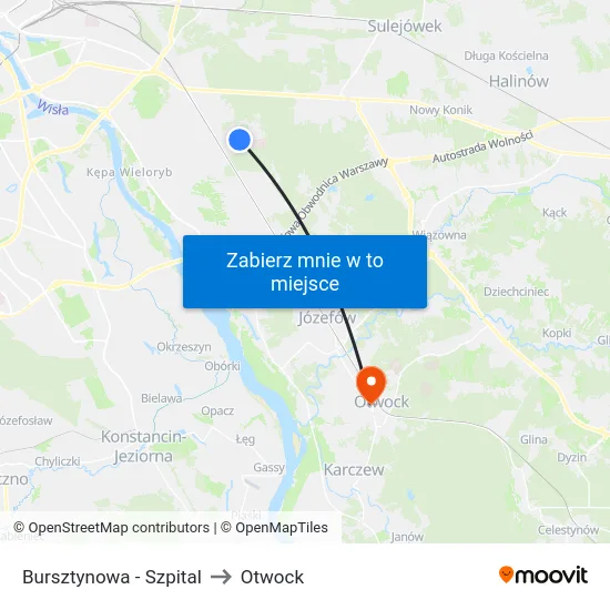 Bursztynowa - Szpital to Otwock map