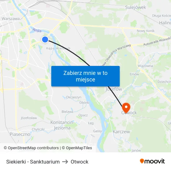 Siekierki - Sanktuarium to Otwock map