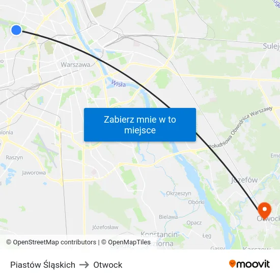 Piastów Śląskich to Otwock map