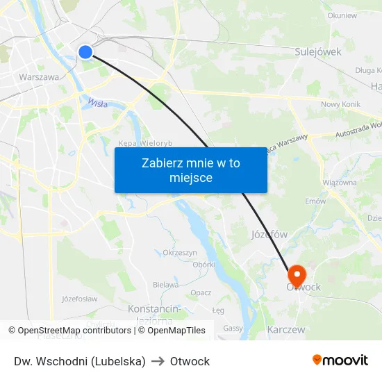 Dw. Wschodni (Lubelska) to Otwock map