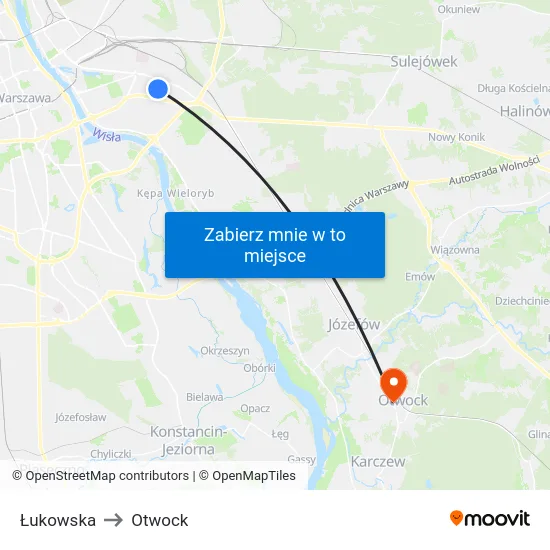 Łukowska to Otwock map