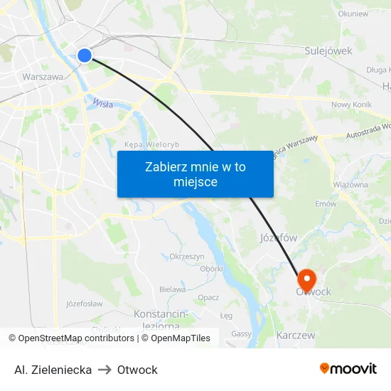 Al. Zieleniecka to Otwock map